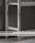 Close-up of adjustable anti slip feet on Straight Up Sturdy Stainless Steel Shelving Rack With Adjustable Anti Slip Feet For Multi Tier Kitchen Organization And High Capacity Open Grid Storage Setup That Never Sags.