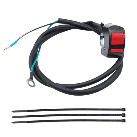 Kill Switch For Predator 212cc And 196cc Mini Bikes And Go Karts Fits Coleman CT100U with zip ties, showing components for easy installation.