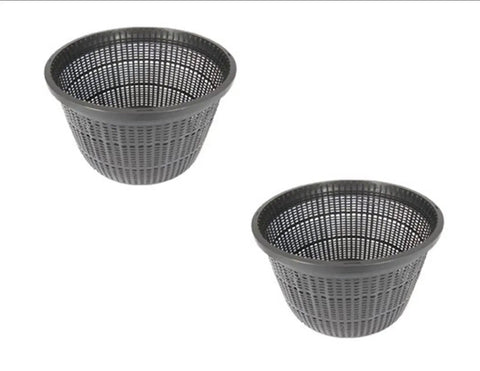 Two 8-inch round baskets from Eight Piece Pond Planting Basket Set For Aquaponics And Hydroponics With Free Hessian Squares.
