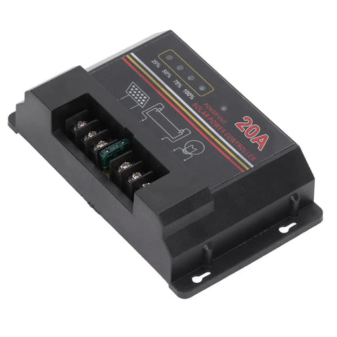 20 Amp 12 Volt Solar Discharge Controller With High Speed CPU Microprocessor And Multiple Protections For Solar Power Systems Street Lights And Ships Data Transmission Ready For Installation, black plastic unit