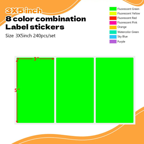 Color Code 3x5 Inch Fluorescent Rectangle Labels 8 Bright Colors For Envelopes Files Inventory And Home Office Organization 240 Labels On 80 Sheets Easy Tagging And Color Coding
