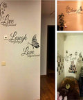 Live Love Laugh Set Of 3 Motivational Wall Stickers For Family Decor Black 18x39 Inch Peel And Stick Easy To Apply Inspirational Quotes Art
