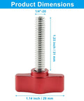 Four Pack 1/4-20 By 1-1/4 Inch Thumb Screws With Stainless Steel Threads And Red Aluminum Knob For Woodworking Indoor Outdoor Equipment Assembly Durable Corrosion Resistant Fastening For Any Project