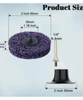 Get Your Hands On This Ultimate 2 Inch Sanding Disc Set With Quick Change Strip Design For Die Grinders Including Dust Venting Holes And 1/4 Inch Pad Holder For Fast Peeling And Switching Without Missing A Beat, showing dimensions and components.