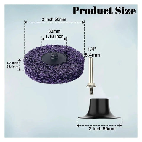 Get Your Hands On This Ultimate 2 Inch Sanding Disc Set With Quick Change Strip Design For Die Grinders Including Dust Venting Holes And 1/4 Inch Pad Holder For Fast Peeling And Switching Without Missing A Beat, showing dimensions and components.