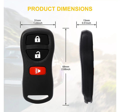Keyless Entry Remote Fob For Infiniti And Nissan Cars Armada Frontier Murano Pathfinder Quest Sentra Titan Versa Xterra FX35 FX45 QX4 Replacement KBRASTU15 2 Pack Includes Batteries Pre Tested Plug And Play product dimensions