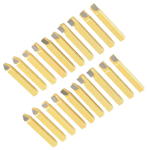 Top Notch 20 Piece 1/4 Inch Carbide Lathe Tool Set For Heavy Duty CNC And General Lathes with precision steel inserts.
