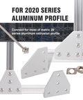 2020 Series Aluminum Corner Bracket Kit with L and T Shape Joint Plates for 20x20mm Extrusion, showcasing connectors and T nuts.
