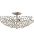 Cassandra 4 Light Brushed Nickel Ceiling Mount Fixture With K9 Crystal Glass For A Clean Modern Vibe And Lit Crystal Glow Indoor Ceiling Pendant Lighting For Living Room Hallway Or Dining Area showing side angle