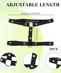 Premium Adjustable Black Leather Leg Harness For Women Gothic Punk Thigh Garter Strap With Elastic Band Club Rave Festival Body Chain Fresh Streetwear Fit with adjustable length and snap details.