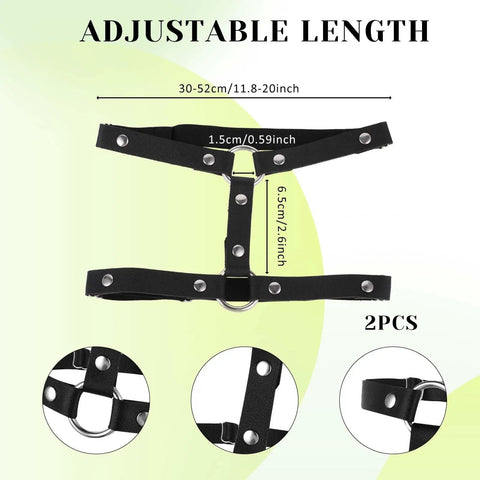 Premium Adjustable Black Leather Leg Harness For Women Gothic Punk Thigh Garter Strap With Elastic Band Club Rave Festival Body Chain Fresh Streetwear Fit with adjustable length and snap details.