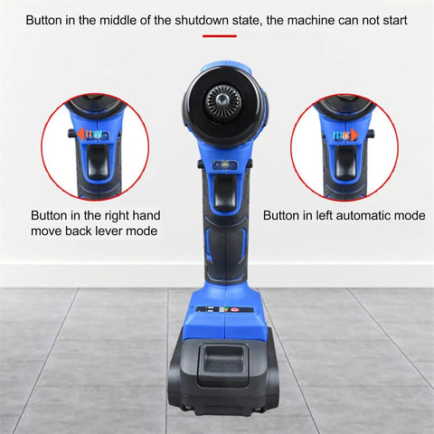 Heavy Duty 20V Cordless Rivet Gun With Brushless Motor And 4000mAh Battery for showing buttons and operation modes on the tool.