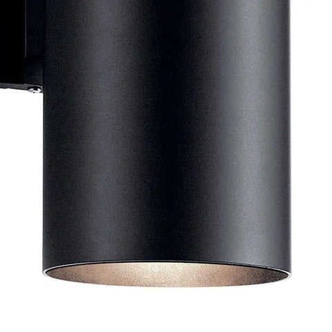 Outdoor Cylinder Wall Sconce In Architectural Bronze Two Light 15 Inch Tall 6 Inch Wide Weatherproof Porch Lighting With E26 Socket For BR40 Bulbs Bulbs Not Included close-up view