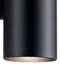Close-up of black Outdoor Cylinder Wall Mount Sconce with Up and Down Lighting for Porch or Patio in a sleek white finish.