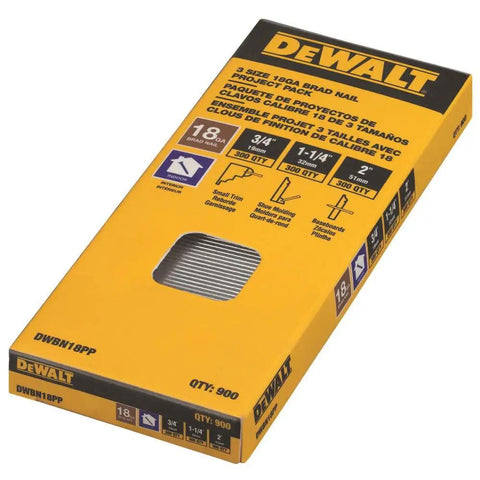 18 Gauge Brad Nail Project Pack For Trim And Molding With 3/4 In, 1-1/4 In, And 2 In Nails Indoor Use Durable Finish Nails