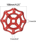 Red Heavy Duty 108mm Outside Faucet Wheel Handle Replacement For Gate Valves And Water Spigots with 11x11mm broach