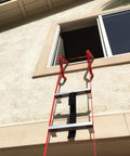 Retractable Two Story Fire Escape Ladder For Windows 13 Feet No Tools Needed Easy To Use Emergency Escape With Secure Window Hooks Heavy Duty Safety Ladder For Home in use.