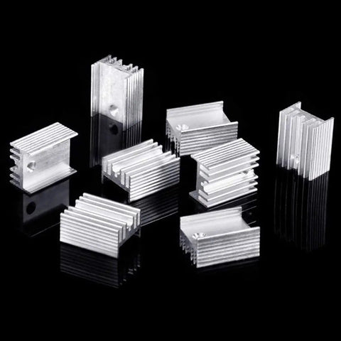 Heavy Duty Aluminum Heat Sink Kit 10 Pcs Triode Voltage Regulator Cooling Fins Metal Radiator For Electronics Computers Industrial Equipment Lightweight Quick Install Durable Thermal Management For Chips, 10-piece silver TO-220 heatsinks