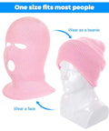 Pink 2 Pack 3 Hole Full Face Mask Balaclava Ski Mask For Winter Outdoor Sports Soft Polyester Cotton Face Cover on mannequin