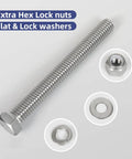 Beefy 1/4-20 Hex Bolt Kit with Lock Nuts and Flat & Lock Washers 304 Stainless Steel 18-8 Fully Threaded Bolts 1 Inch