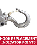 JET 1/2-ton mini-puller lever hoist hook with latch, silver metal finish