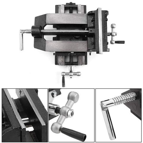 Top view of 6 Inch Drill Press Vise With Cross Slide, Built Like A Tank Heavy Duty Milling Vise Holder, showing clamps and handles.