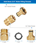 Solid Brass Garden Hose Quick Connect Fittings Three Quarter Inch Thread For Female And Male No Leak Water Hose Connectors
