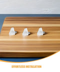 200 Pack White Plastic And Stainless Steel Shelf Pins For Cabinets And Wardrobes Displayed on Wooden Board