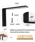 Dimensions of Heavy Duty 8 Inch Shelf Bracket For DIY Floating Shelves One Fifth Inch Thick Steel L Type Supports