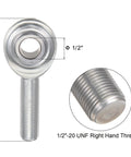 Half Inch Rod End Bearing With 1/2-20 UNF Right Hand Thread, Jam Nut, Cast Iron Body, And Hardened Bearing Steel Ball Joint For Built-To-Last, Long-Lasting Linkage And Smooth, Precise Motion In Machinery And Automotive Applications.