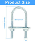 Four Pack M6 U Bolts 1 Inch Wide Round U Bolts With Frame Plates Nuts And Washers Zinc Plated Steel U Clamp Dimensions