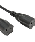 Heavy Duty Three Pin To Two Outlet Power Extension Cord With Hella Roomy Flexible Spacing for bulky adapters, dual socket ends close-up.