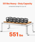 Heavy Duty Mini Split Ground Stand With Adjustable Anti Vibration Support For 9000 To 24000 BTU Ductless AC Heat Pump loaded with weights