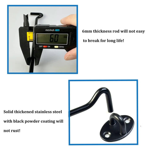 Two Pack Hook And Eye Latch For Doors And Gates 2 Inch Black Stainless Steel Heavy Duty Privacy Latch 6mm thickness shown