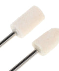 40 Piece Wool Felt Polishing Wheel Set With One Eighth Inch Shank For Drill Buffing Attachments, close-up view of two wheels