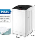 No Sweat Portable Washer And Spin Dry Combo Featuring A Heavy Duty Stainless Steel Drum Full Automatic Electric Laundry Machine With Drain Pump Ready For Rapid Apartment Loads, 30 lbs, 24.9x24.9x39 inch dimensions.