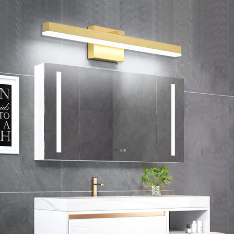24 Inch LED Bath room Vanity Light Bar In Modern Gold Finish, Dimmable Over Mirror Wall Fixture, Mounted Above Sink