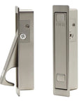Pocket Door Handle Kit With Flush Recessed Pull In Brushed Nickel, Auto Retract Design, Easy Press Release, One-Hand Operation, Durable Solid Construction, No-Fuss Finger Edge Access, 2 Pack on door