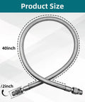 40 Inch Half Inch NPT Compressor Jumper Hose With Stainless Steel Braided Flex 304 Stainless Exterior, size 40 inch