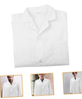 Men's Long Sleeve Lab Coat For Medical Pros Comfortable Doc Costume For Adults Unisex Design Ideal For Med Students, Lab Work, And Classroom Settings folded with collar visible