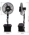 No Sweat 26 Inch High Velocity Industrial Misting Fan With Fully Adjustable Height Wide Oscillation and Ultra Fine Micro Spray