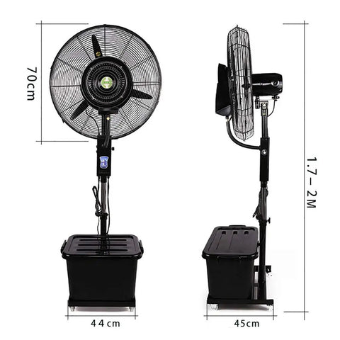 No Sweat 26 Inch High Velocity Industrial Misting Fan With Fully Adjustable Height Wide Oscillation and Ultra Fine Micro Spray