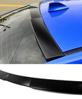 Subaru WRX STI Roof Spoiler V Style Unpainted Black ABS Rear Wing For 2015 To 2021 Models installed on blue car