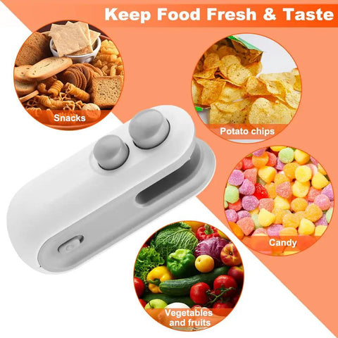 2 In 1 Mini Bag Sealer With Cutter And Magnetic Resealer, Rechargeable Heat Seal, Portable Snack And Food Storage device