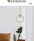Gold Pendant Lights For Kitchen Island With Clear Glass Globe Shade Modern Farmhouse Hanging Light Fixtures For Dining Room