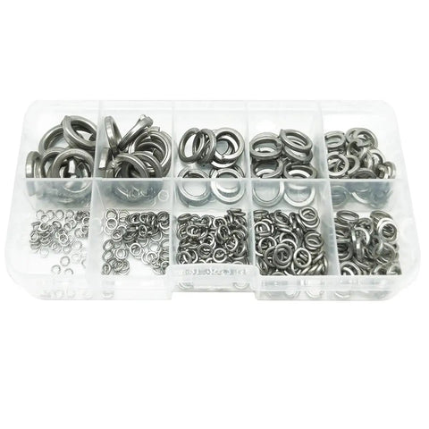 380 Piece 304 Stainless Steel Split Lock Washer Kit With 8 Sizes M2 M2.5 M3 M4 M5 M6 M8 M10 Pro Grade Durable Spring Lock Washers For Electronics, Automotive, Hobbyist Projects And Diy Hardware Needs in plastic organizer
