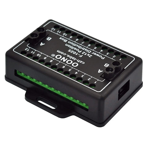 Heavy Duty Screw Terminal Block Distribution Box Module 30A 300V 2x12 Positions with expansion capability, side view