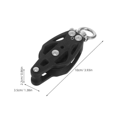 Beefy Nylon Bearing Pulley Block For Sailing And Gym Cable Attachments Black Single Rope Pulley Wheel With Marine Grade Nylon dimensions