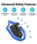 24V 1A Power Adapter From 100V To 240V AC To 24V DC UL Listed, safety features shown, black adapter with blue shield icon.