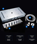 Heavy Duty 15 By 28 Inch Led Ceiling Rain Shower Head With Handheld Spray Antique Brass Finish components layout image.